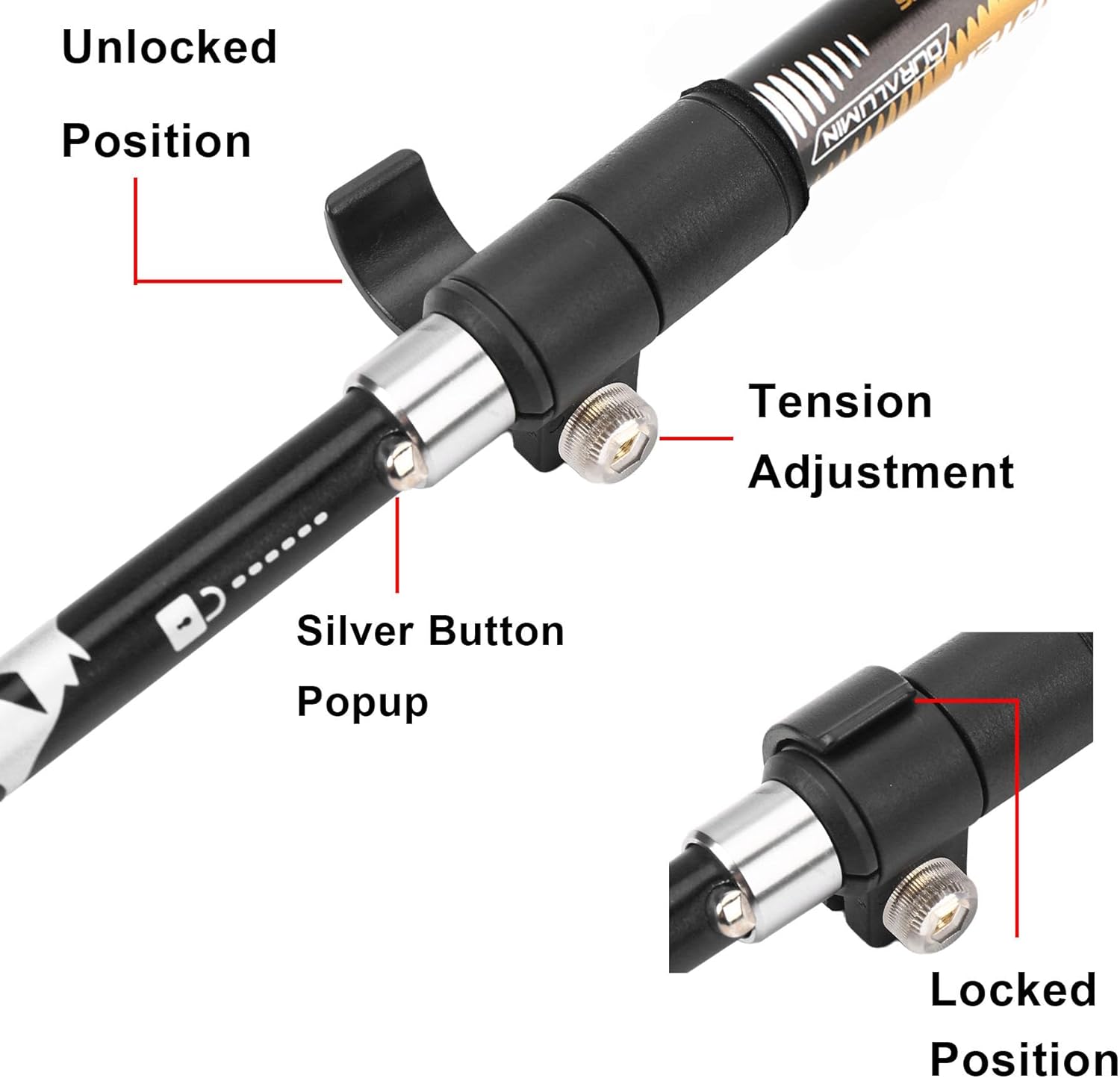 Aluminum Collapsible Ultralight Travel Trekking Hiking Pole for Men and Women - Image 4